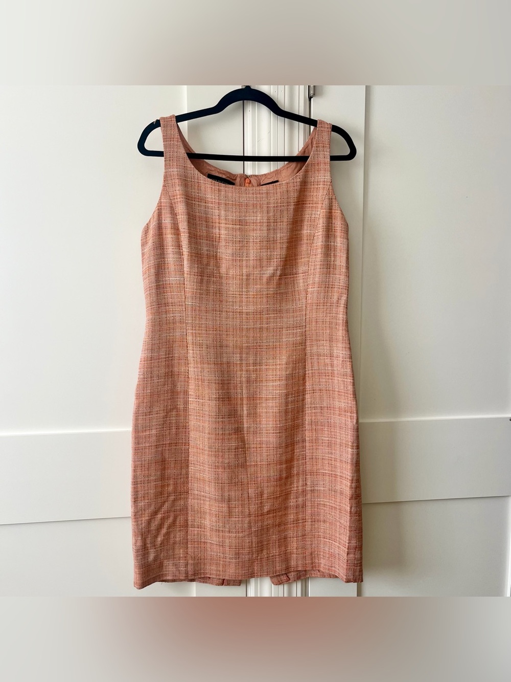 Dana Buchman Tweed Sleeveless Sheath Dress Rust Orange Sz 10